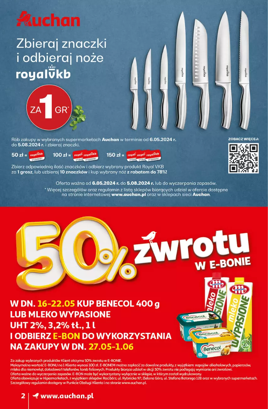 Gazetka promocyjna Auchan - Gazetka Koszyk Oszczędności Auchan Supermarket Auchan - ważna 16.05 do 22.05.2024 - strona 2 - produkty: Benecol, Fa, Mleko, Papier, Telefon