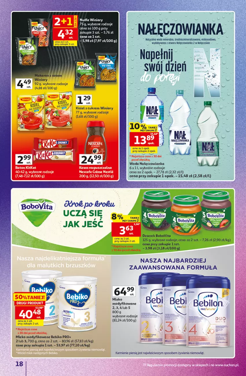 Gazetka promocyjna Auchan - Gazetka Znane Marki Hipermarket Auchan - ważna 11.06 do 17.06.2026 - strona 18 - produkty: Bebiko, EPEE, Karmi, Kisiel, Mleko, Mleko modyfikowane, Nałęczowianka, Por, Sok, Winiary, Woda