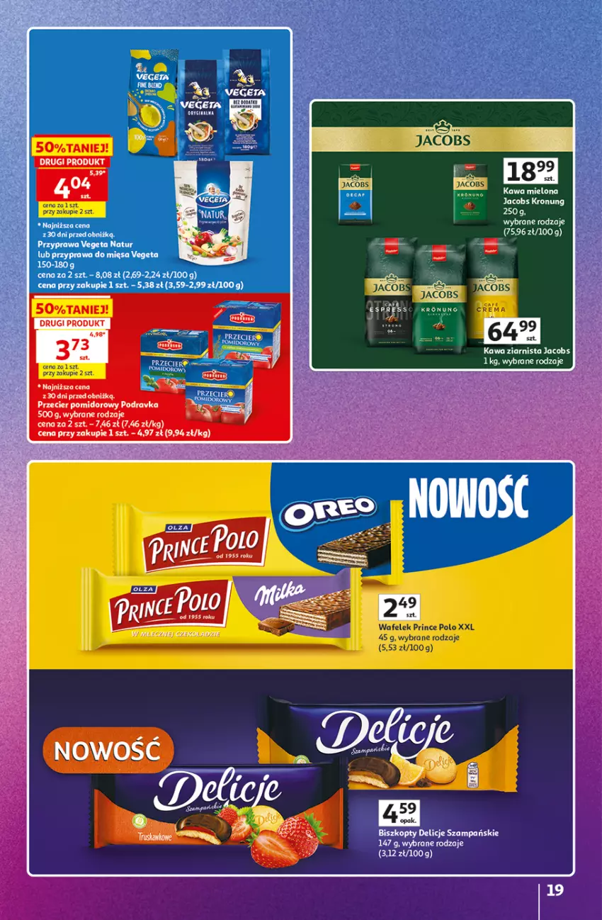 Gazetka promocyjna Auchan - Gazetka Znane Marki Hipermarket Auchan - ważna 11.06 do 17.06.2026 - strona 19 - produkty: Biszkopty, Delicje, Fa, Jacobs, Kawa, Kawa ziarnista, Podravka, Ser, Vegeta, Vegeta Natur, Wafelek