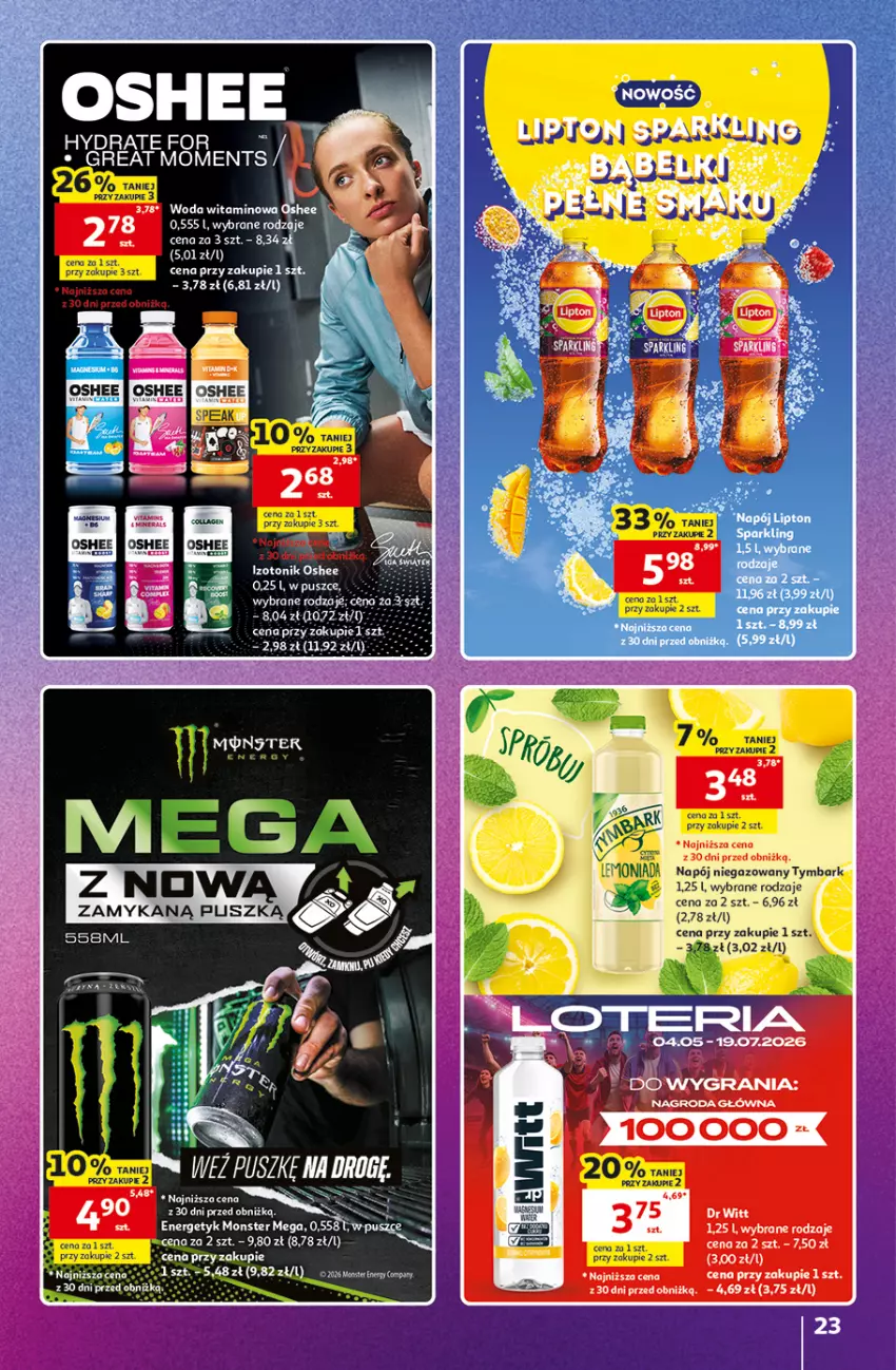 Gazetka promocyjna Auchan - Gazetka Znane Marki Hipermarket Auchan - ważna 11.06 do 17.06.2026 - strona 23 - produkty: Moments, Napój, Napój niegazowany, Oshee, Tonik, Tymbark, Woda