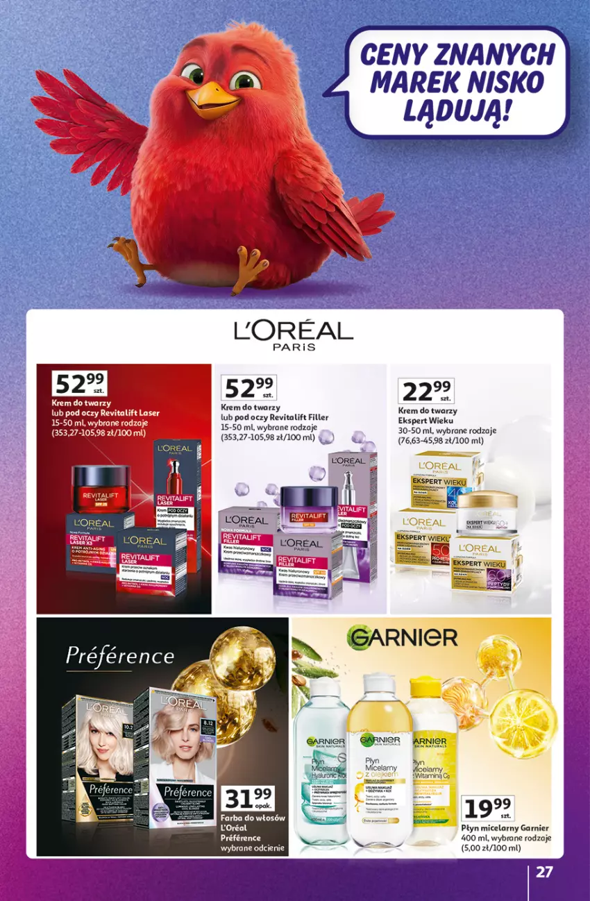 Gazetka promocyjna Auchan - Gazetka Znane Marki Hipermarket Auchan - ważna 11.06 do 17.06.2026 - strona 27 - produkty: Garnier, Krem do twarzy, Olej, Płyn micelarny