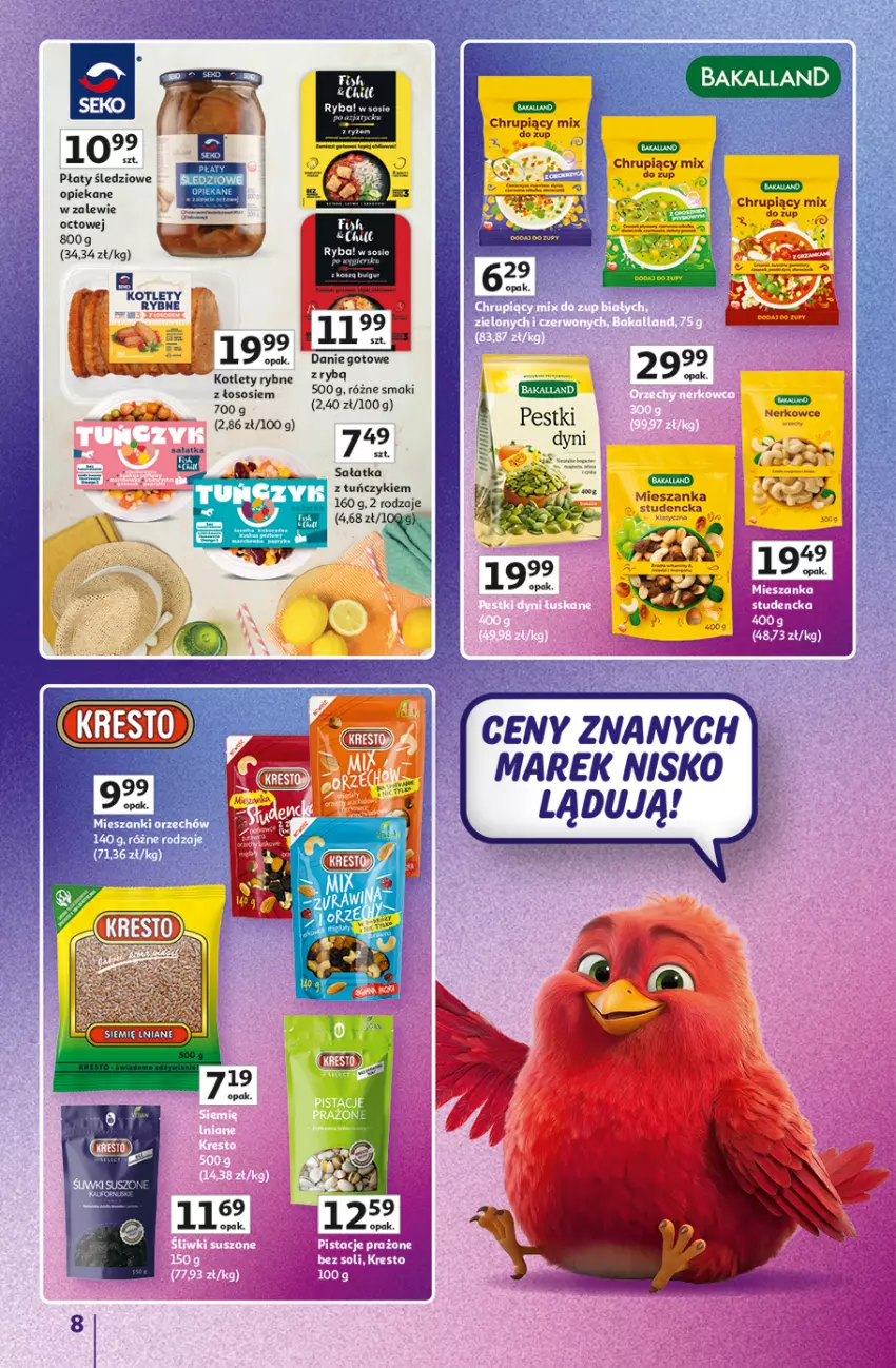 Gazetka promocyjna Auchan - Gazetka Znane Marki Hipermarket Auchan - ważna 11.06 do 17.06.2026 - strona 8 - produkty: Bakalland, Danie gotowe, Fa, Kotlet, Płaty śledziowe, Sałat, Sałatka, Sos, Tuńczyk