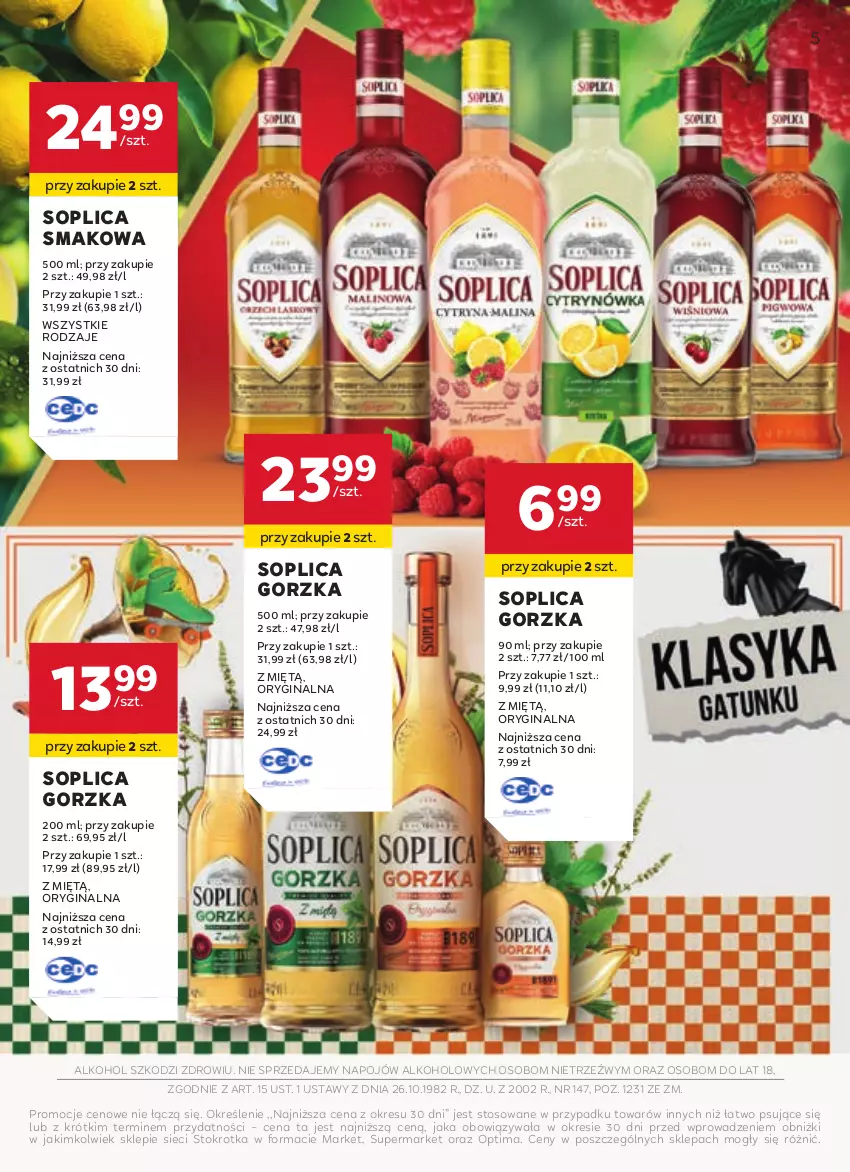 Gazetka promocyjna Stokrotka - W dobrym smaku! - ważna 17.06 do 16.07.2025 - strona 5 - produkty: Gin, Optima, Soplica