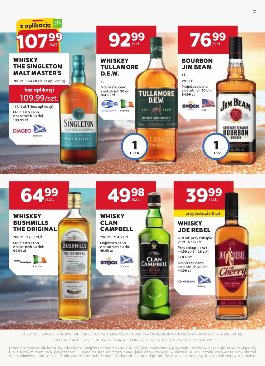 Gazetka promocyjna Stokrotka - W dobrym smaku! - ważna 17.06 do 16.07.2025 - strona 7 - produkty: Bell, Bourbon, Bushmills, Gin, Jim Beam, Koc, Optima, Whiskey, Whisky