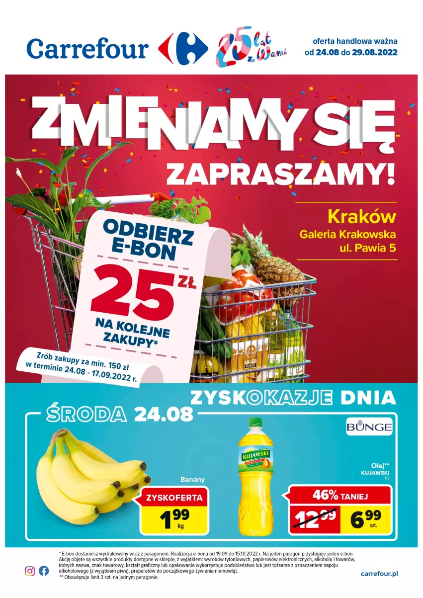 Gazetka promocyjna Carrefour - Gazetka Zmieniamy się Carrefour Galeria Krakowska - ważna 24.08 do 29.08.2022 - strona 1 - produkty: Gra, Papier, Piwa