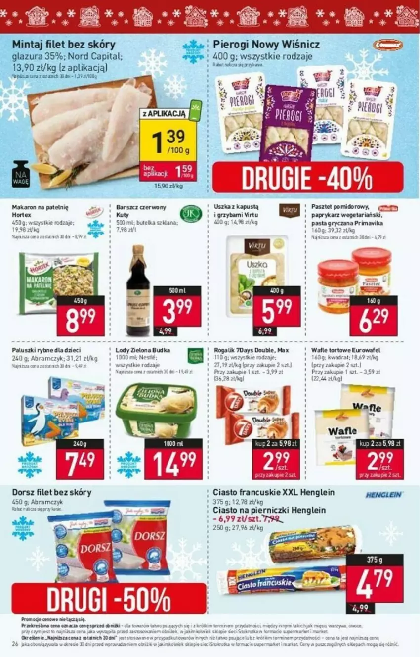 Gazetka promocyjna Stokrotka - ważna 14.12 do 19.12.2023 - strona 19 - produkty: Ciasto francuskie, Dorsz, Dzieci, Glazura, Gry, Halo, Kapustą, Koc, LANA, Lazur, Makaron, Mintaj, Paluszki rybne, Papryka, Paprykarz, Pasztet, Pierogi, Prima, Virtu, Wafle, Wafle tortowe