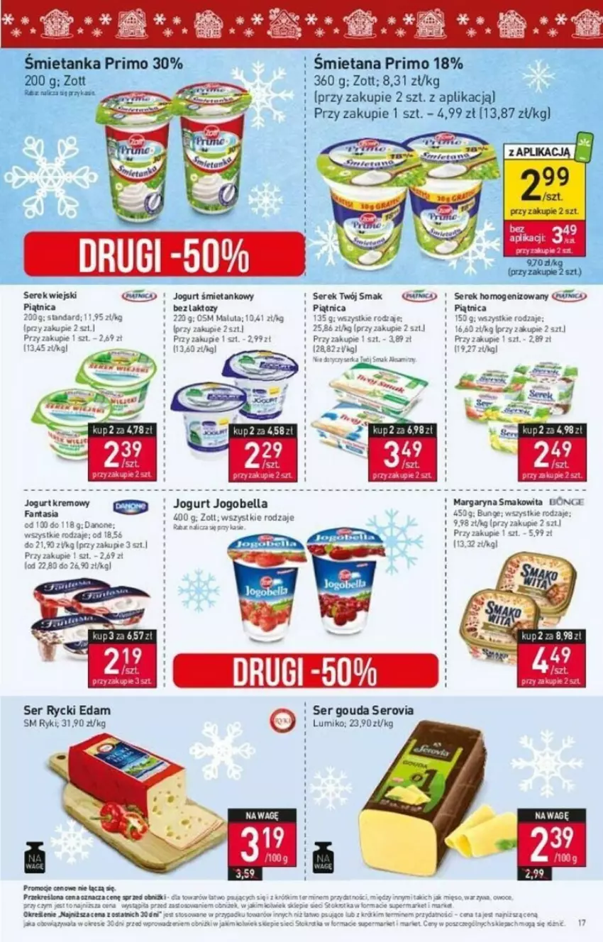 Gazetka promocyjna Stokrotka - ważna 14.12 do 19.12.2023 - strona 9 - produkty: Bell, Bella, Danone, Edam, Fa, Fanta, Gouda, Jogobella, Jogurt, LG, Piątnica, Rycki Edam, Ser, Serek, Serek homogenizowany, Serek wiejski, Twój Smak, Zott