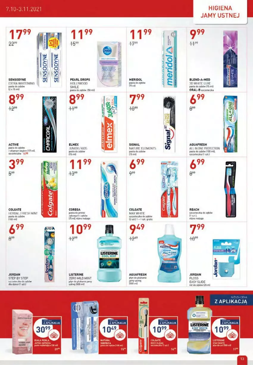 Gazetka promocyjna Drogerie Jawa - ważna 07.10 do 03.11.2021 - strona 13 - produkty: Aquafresh, Blend-a-Med, Colgate, Corega, Elmex, Fa, Gra, Higiena jamy ustnej, LG, Listerine, Pasta do zębów, Sensodyne