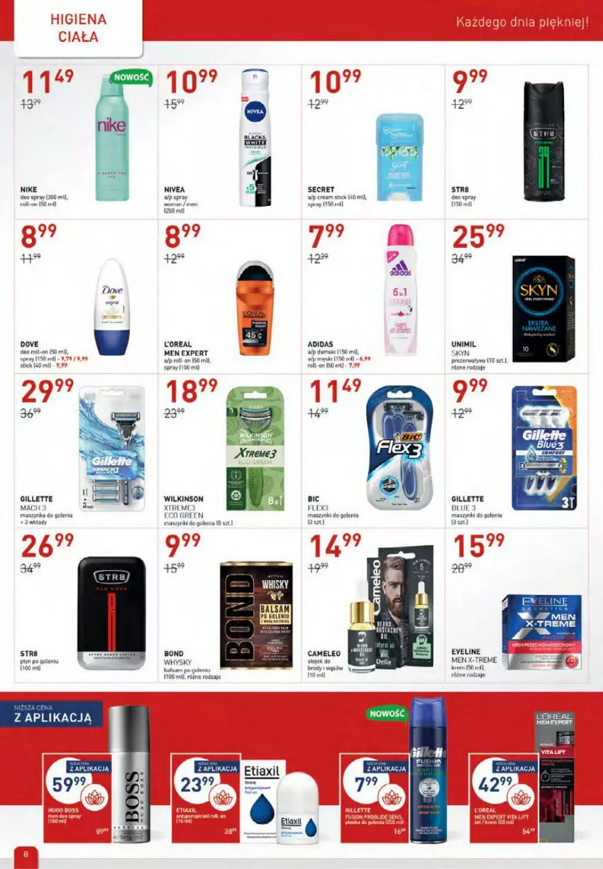 Gazetka promocyjna Drogerie Jawa - ważna 07.10 do 03.11.2021 - strona 8 - produkty: Adidas, Balsam po goleniu, BIC, Dove, Eleo, Etiaxil, Eveline, Fa, Gillette, LG, Maszynka, Nike, Nivea, Olej, Prezerwatyw, Skyn, Str8, Szynka, Unimil