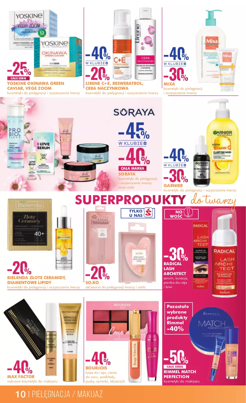 Gazetka promocyjna Super Pharm - Gazetka - ważna 20.03 do 31.03.2023 - strona 10 - produkty: Bielenda, Bourjois, Fa, Garnier, Kosmetyki do pielęgnacji, Lirene, Makijaż, Max Factor, Mixa, Podkład, Rum, Ser, Serum, Tusz, Yoskine