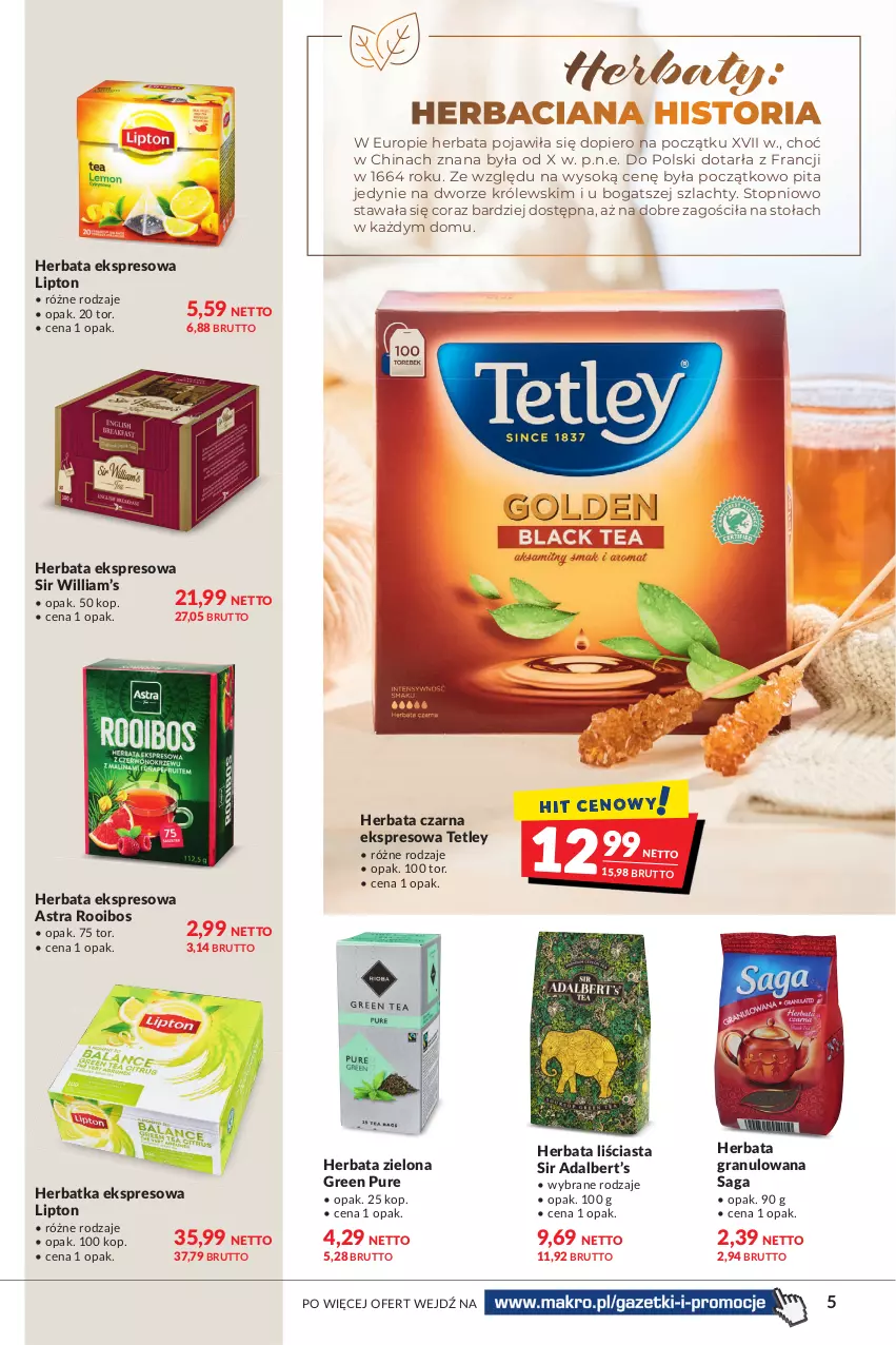 Gazetka promocyjna Makro - [Oferta specjalna] Zimowa moc smaków - ważna 25.01 do 07.02.2022 - strona 5 - produkty: Gra, Herbata, Herbata czarna, Królewski, Lipton, Pur, Saga, Sok, Tetley, Top