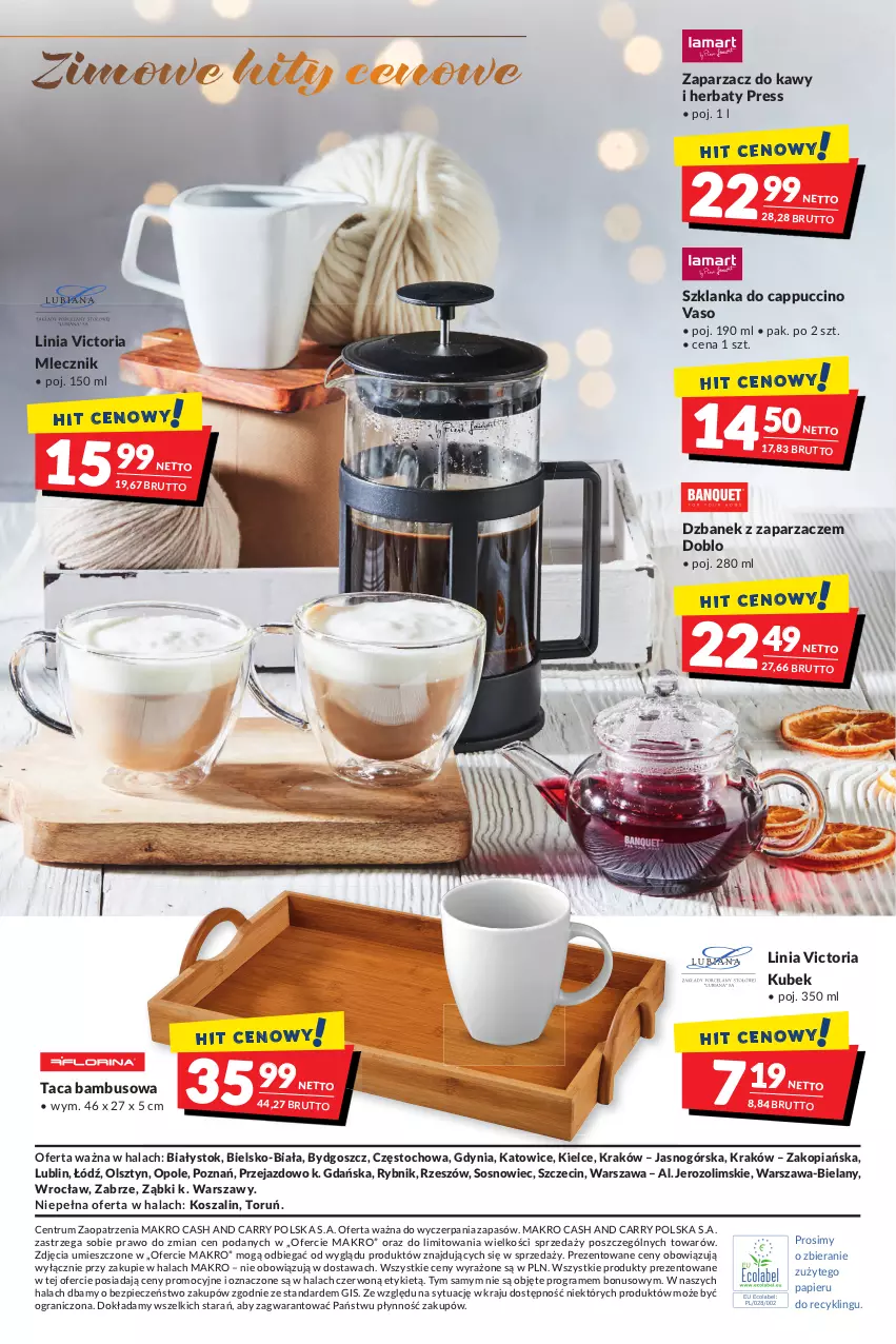 Gazetka promocyjna Makro - [Oferta specjalna] Zimowa moc smaków - ważna 25.01 do 07.02.2022 - strona 8 - produkty: Cappuccino, Dzbanek, Gra, Kosz, Kubek, Papier, Piec, Rum, Sos, Szal, Szklanka, Taca, Zaparzacz, Zaparzacz do kawy