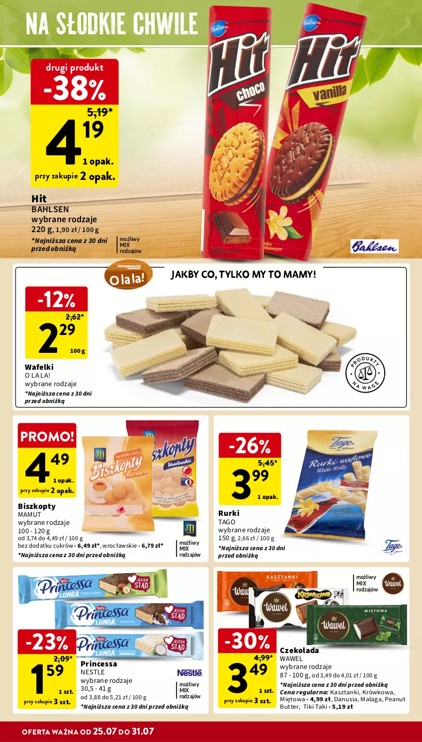 Gazetka promocyjna Intermarche - Gazetka Intermarche - ważna 25.07 do 31.07.2024 - strona 24 - produkty: Biszkopty, Czekolada, Princessa, Rurki, Tago, Wawel