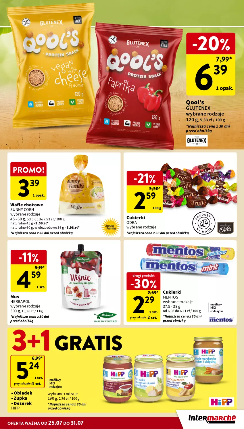 Gazetka promocyjna Intermarche - Gazetka Intermarche - ważna 25.07 do 31.07.2024 - strona 25 - produkty: Cukier, Cukierki, Deser, Gra, Herbapol, HiPP, Mentos, Mus, Ser, Serek, Tenex, Wafle