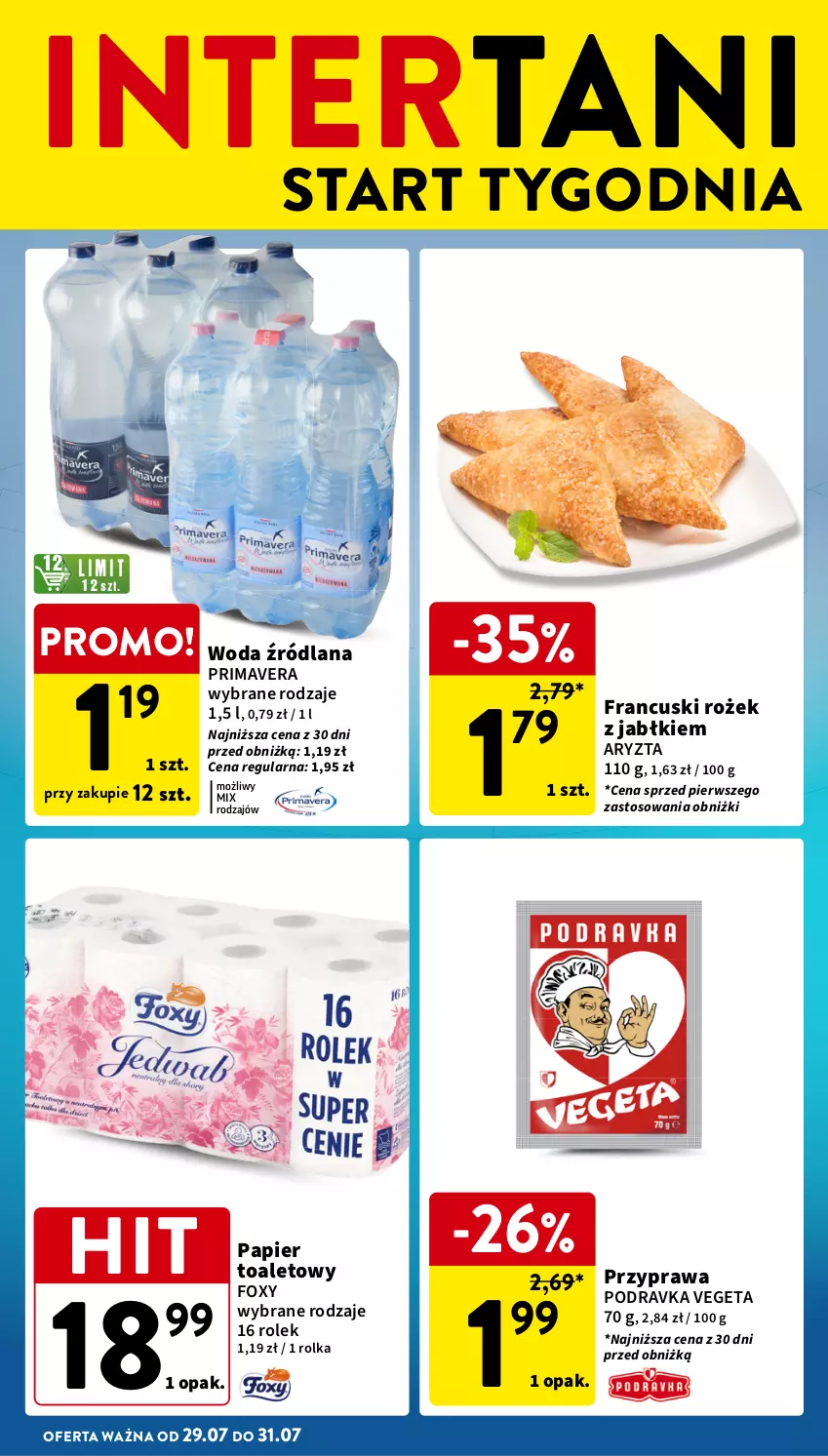 Gazetka promocyjna Intermarche - Gazetka Intermarche - ważna 25.07 do 31.07.2024 - strona 38 - produkty: Foxy, LANA, Papier, Papier toaletowy, Podravka, Prima, Primavera, Vegeta, Woda