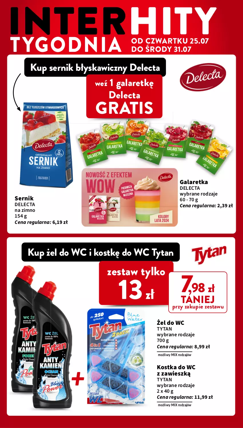 Gazetka promocyjna Intermarche - Gazetka Intermarche - ważna 25.07 do 31.07.2024 - strona 4 - produkty: Delecta, Gala, Galaretka, Gra, Kostka do wc, Ser, Tytan