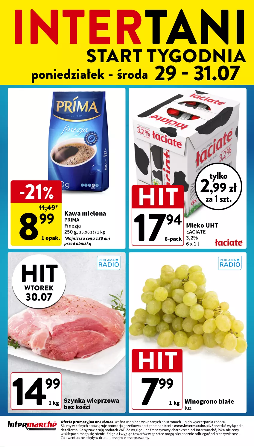 Gazetka promocyjna Intermarche - Gazetka Intermarche - ważna 25.07 do 31.07.2024 - strona 40 - produkty: Kawa, Kawa mielona, Mleko, Prima, Szynka, Szynka wieprzowa, Wino