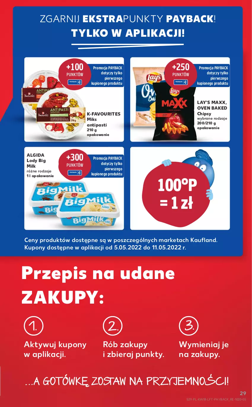 Gazetka promocyjna Kaufland - OFERTA TYGODNIA - ważna 05.05 do 11.05.2022 - strona 29 - produkty: Algida, Big Milk, Chipsy, Fa, LG, Lody