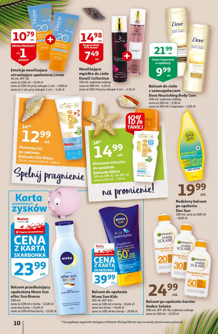 Gazetka promocyjna Auchan - Sale Hipermarkety - ważna 24.06 do 30.06.2021 - strona 10 - produkty: Balsam do ciała, Bielenda, Bikini, Body, DAX, Dove, Emulsja, Garnier, Gra, Lirene, Mleczko, Nivea, Sos