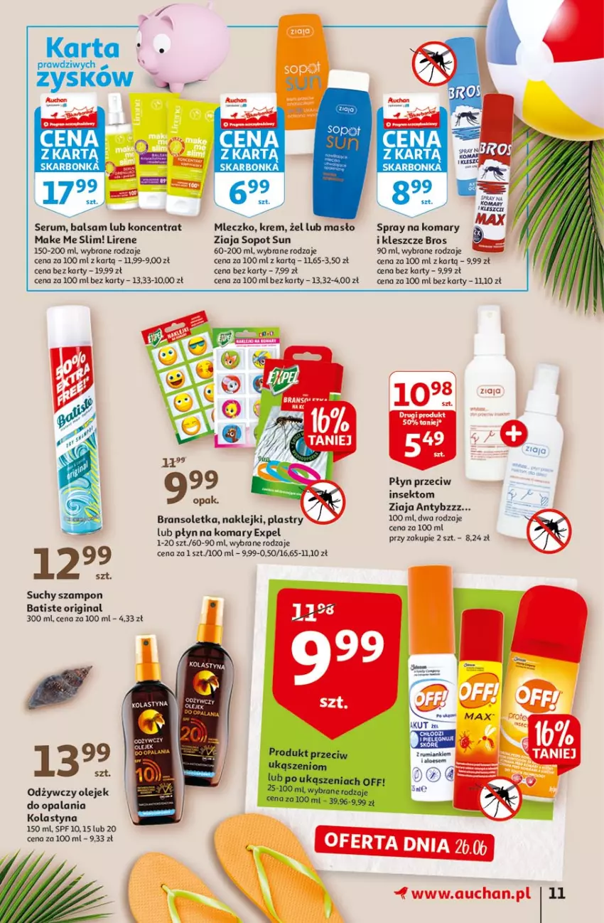 Gazetka promocyjna Auchan - Sale Hipermarkety - ważna 24.06 do 30.06.2021 - strona 11 - produkty: Batiste, Bransoletka, Gin, Klej, Lirene, Masło, Mleczko, Olej, Rum, Ser, Serum, Suchy szampon, Szampon, Ziaja