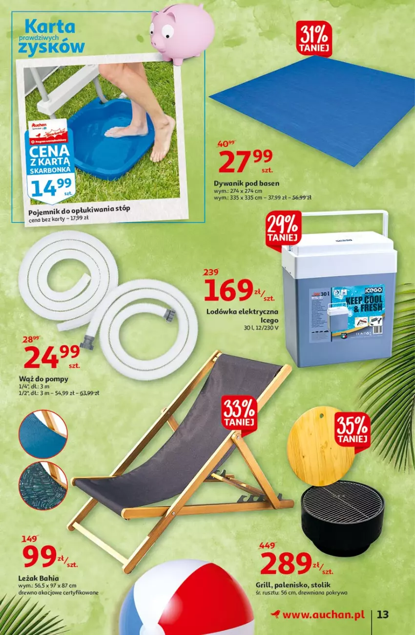 Gazetka promocyjna Auchan - Sale Hipermarkety - ważna 24.06 do 30.06.2021 - strona 13 - produkty: Dywan, Dywanik, Grill, Lodówka, Palenisko, Pojemnik, Pokrywa, Stolik, Top