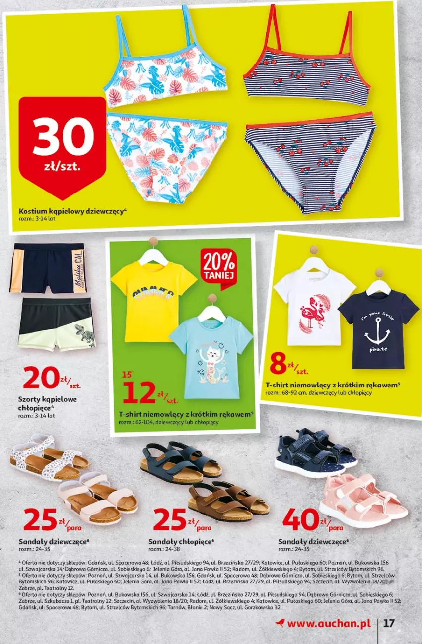 Gazetka promocyjna Auchan - Sale Hipermarkety - ważna 24.06 do 30.06.2021 - strona 17 - produkty: Acer, Cars, Kostium, Sandał, Szorty, T-shirt