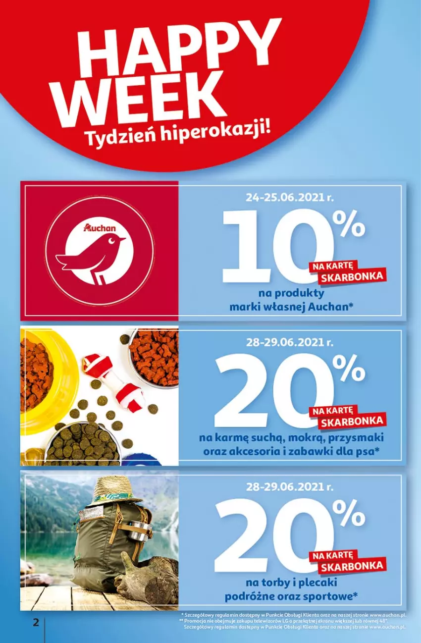 Gazetka promocyjna Auchan - Sale Hipermarkety - ważna 24.06 do 30.06.2021 - strona 2 - produkty: Plecak, Por, Przysmaki, Sport