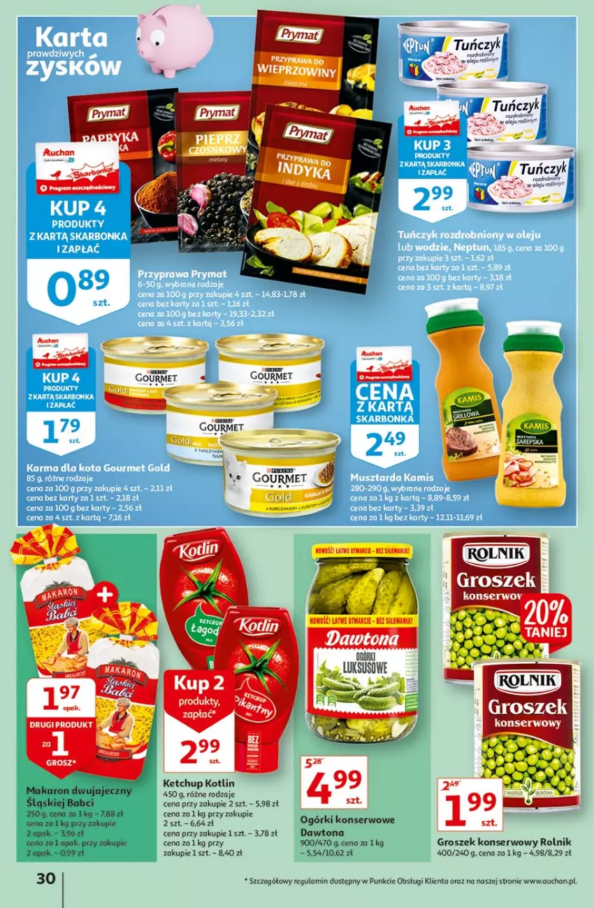 Gazetka promocyjna Auchan - Sale Hipermarkety - ważna 24.06 do 30.06.2021 - strona 30 - produkty: Dawtona, Groszek, Ketchup, Kotlin, Makaron, Ogórki konserwowe, Olej, Rolnik, Ser