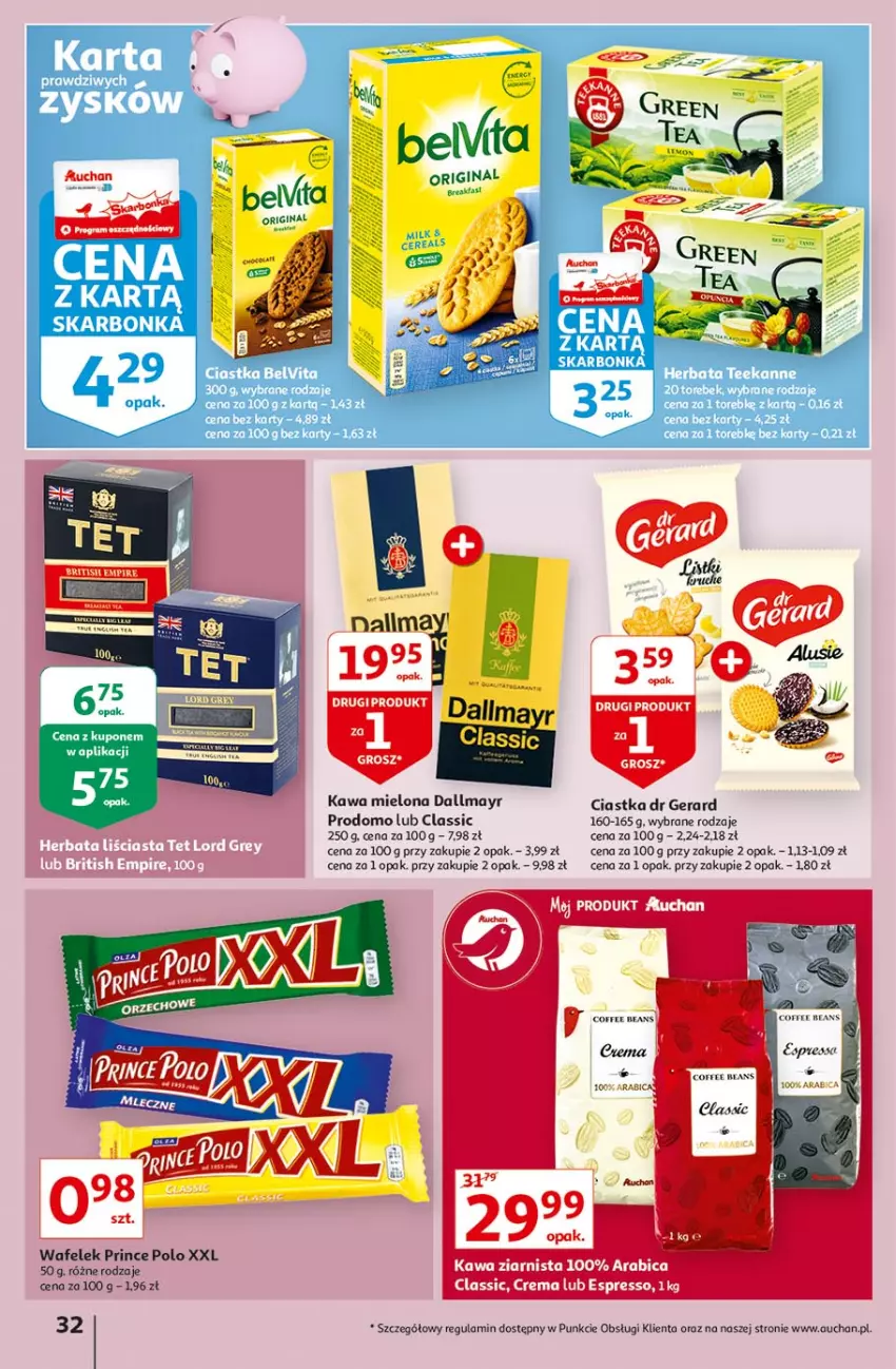 Gazetka promocyjna Auchan - Sale Hipermarkety - ważna 24.06 do 30.06.2021 - strona 32 - produkty: BIC, Brit, Ciastka, Dallmayr, Dr Gerard, Herbata, Kawa, Kawa mielona, Kawa ziarnista, Prince Polo, Teekanne, Wafelek