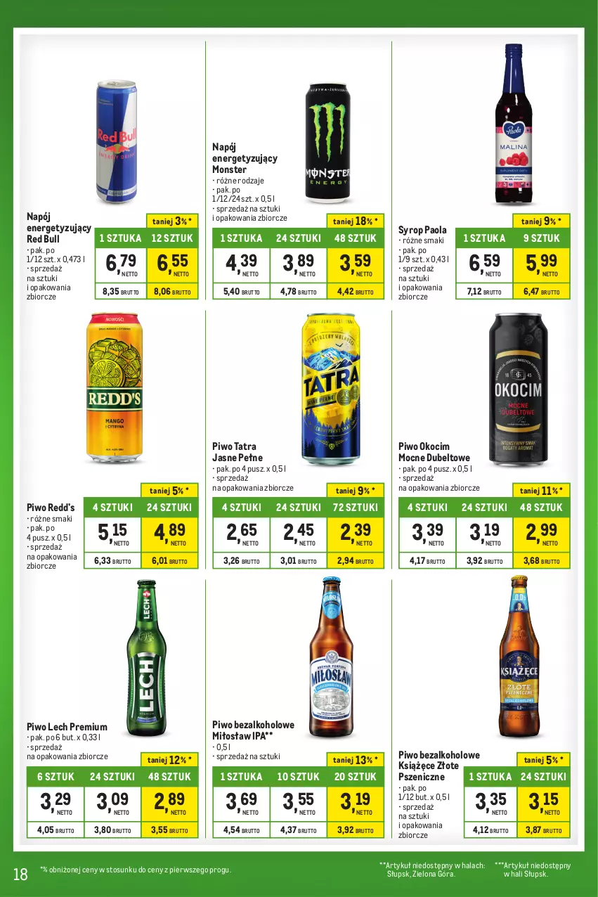 Gazetka promocyjna Makro - Kupujesz więcej płacisz mniej - oferta z alkoholem - ważna 31.10 do 27.11.2023 - strona 18 - produkty: Koc, Książęce, Lech Premium, Napój, Okocim, Paola, Piwo, Red Bull, Syrop, Tatra