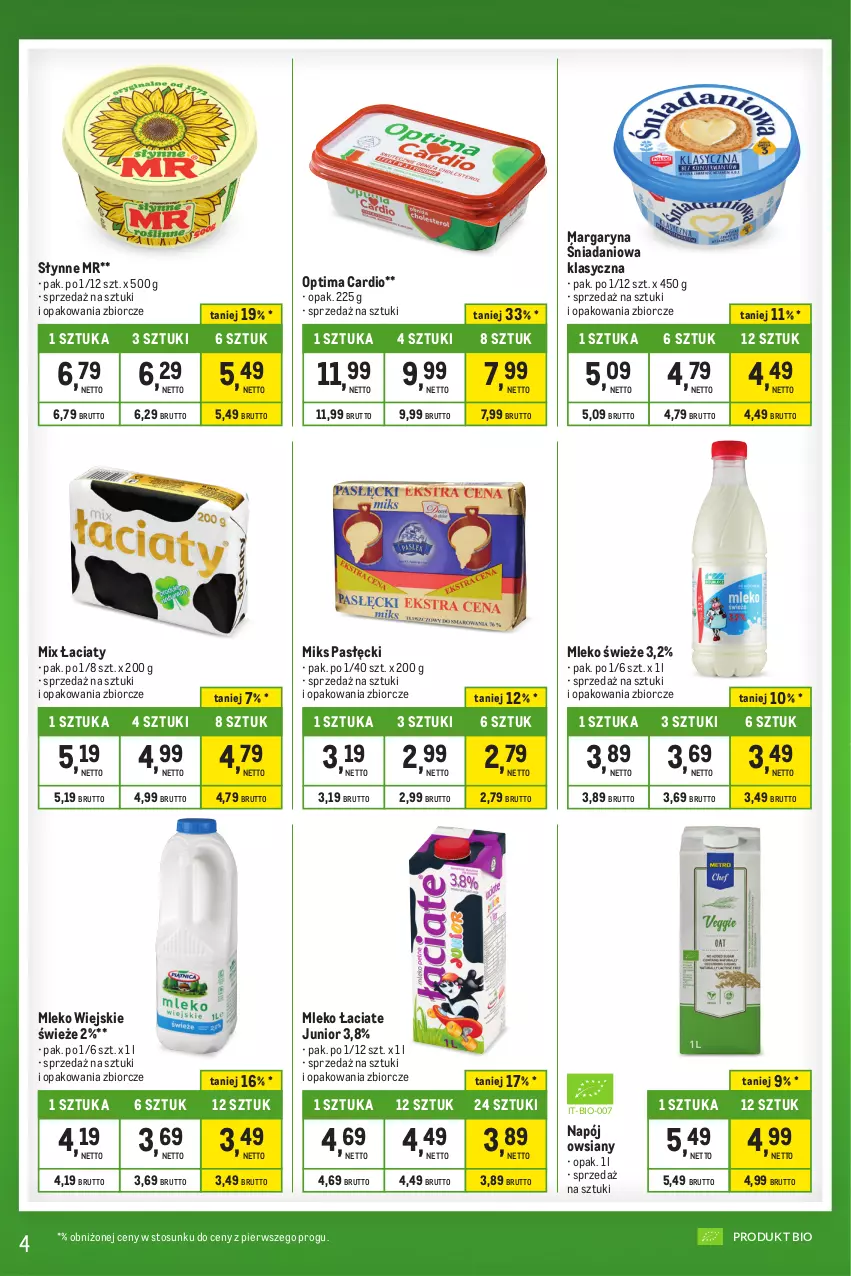 Gazetka promocyjna Makro - Kupujesz więcej płacisz mniej - oferta z alkoholem - ważna 31.10 do 27.11.2023 - strona 4 - produkty: Danio, Margaryna, Mleko, Napój, Optima, Optima Cardio, Słynne