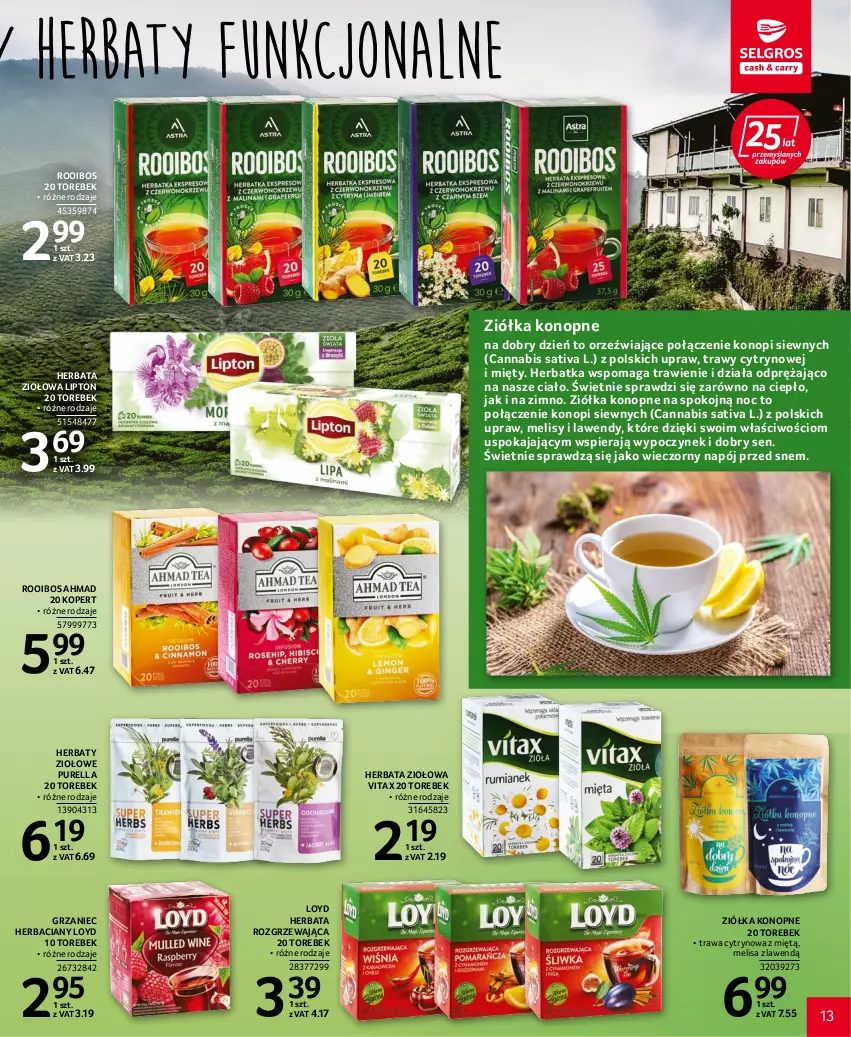 Gazetka promocyjna Selgros - Katalog Kawa i Herbata - ważna 22.09 do 05.10.2022 - strona 13 - produkty: Herbata, Lipton, Loyd, Napój, Pur, Sati, Vitax