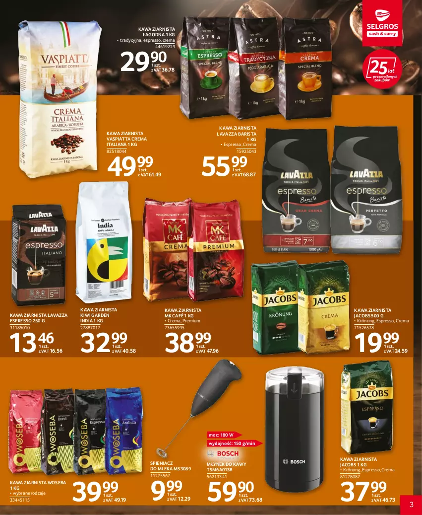 Gazetka promocyjna Selgros - Katalog Kawa i Herbata - ważna 22.09 do 05.10.2022 - strona 3 - produkty: Jacobs, Kawa, Kawa ziarnista, Kiwi, Lavazza, Młynek, Młynek do kawy, Woseba