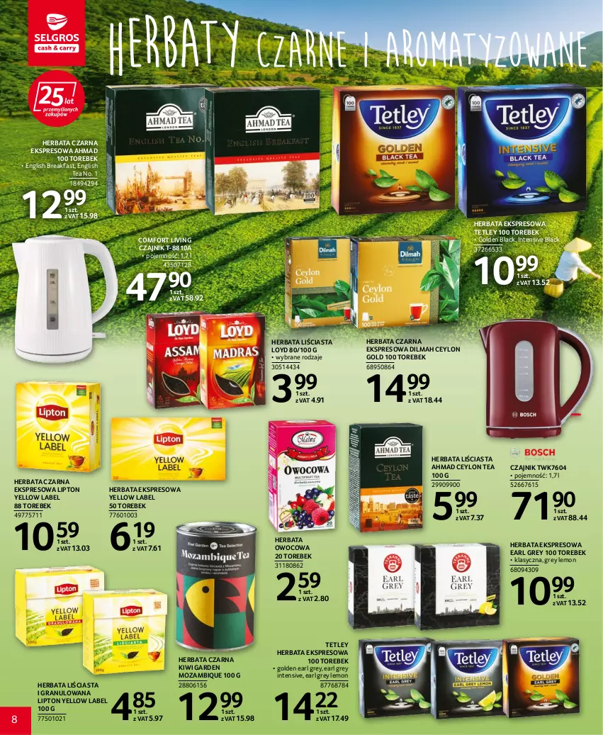 Gazetka promocyjna Selgros - Katalog Kawa i Herbata - ważna 22.09 do 05.10.2022 - strona 8 - produkty: Czajnik, Dilmah, Earl Grey, Fa, Gra, Herbata, Herbata czarna, Herbata owocowa, Kiwi, Lack, Lipton, Loyd, Tetley