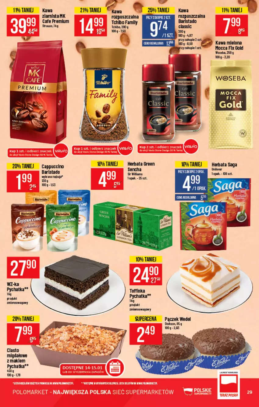 Gazetka promocyjna PoloMarket - Gazetka pomocyjna - ważna 12.01 do 18.01.2022 - strona 29 - produkty: Cappuccino, Fa, Herbata, Kawa, Kawa mielona, Kawa ziarnista, Pączek, Saga, Tchibo, Tchibo Family, Woseba