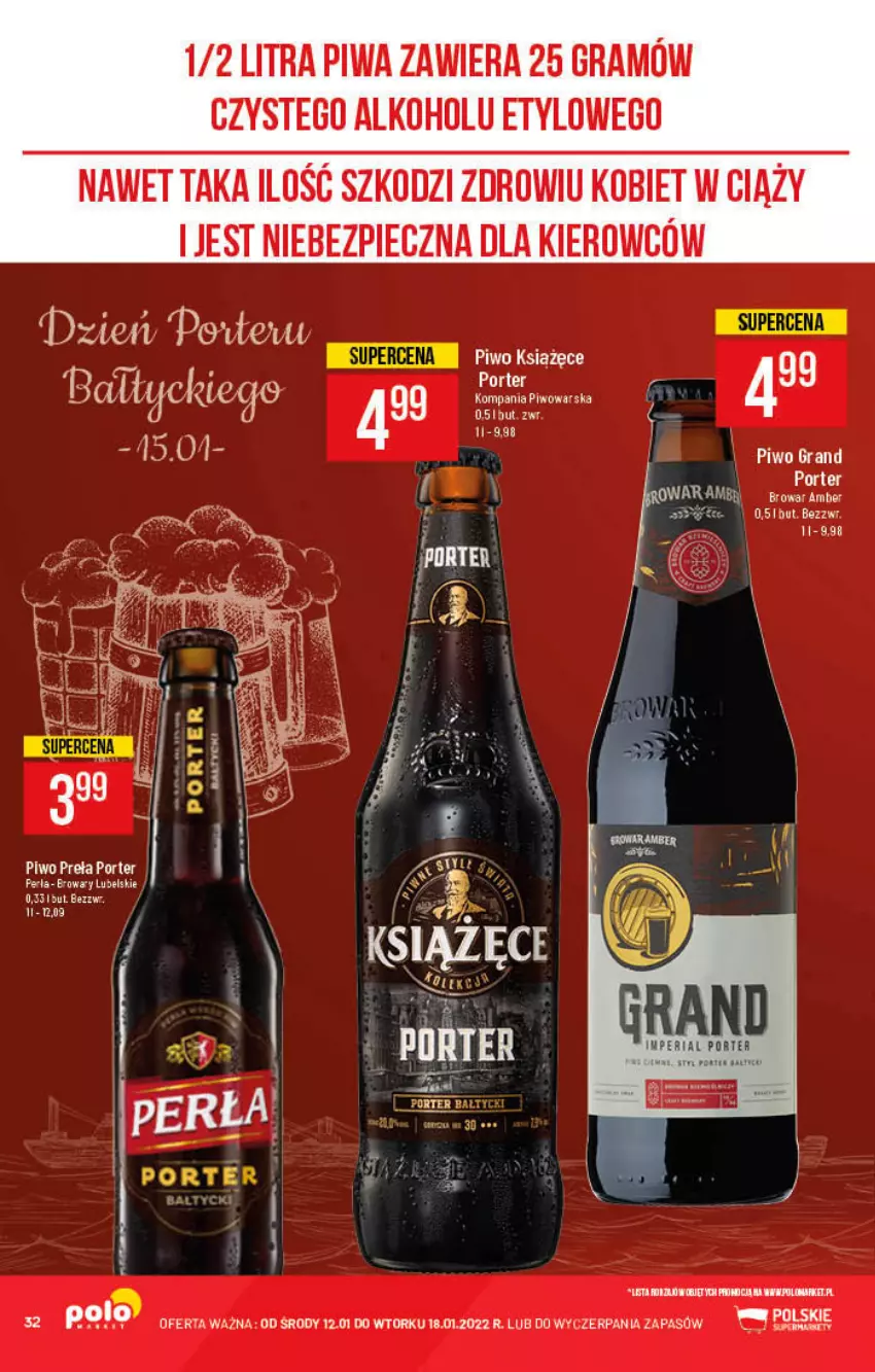 Gazetka promocyjna PoloMarket - Gazetka pomocyjna - ważna 12.01 do 18.01.2022 - strona 32 - produkty: Gra, Książęce, LG, Perła, Piec, Piwa, Piwo, Por