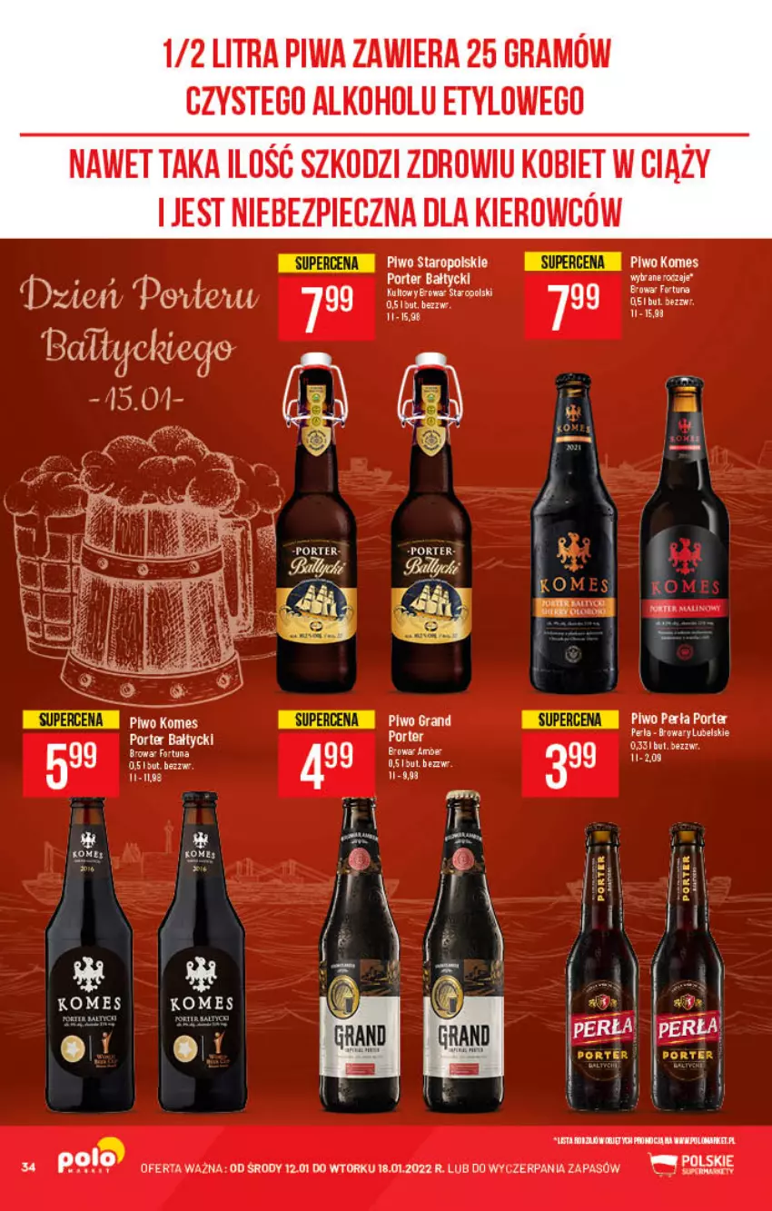 Gazetka promocyjna PoloMarket - Gazetka pomocyjna - ważna 12.01 do 18.01.2022 - strona 34 - produkty: Gra, Perła, Piec, Piwa, Por