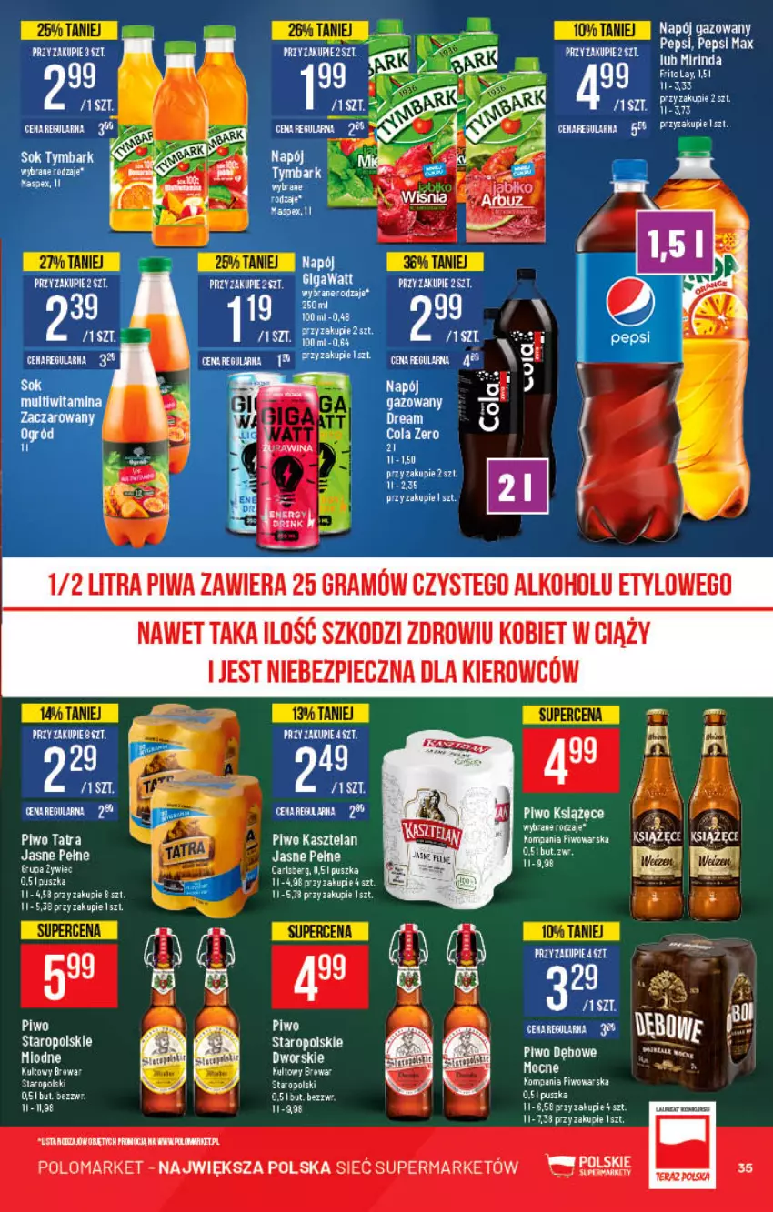 Gazetka promocyjna PoloMarket - Gazetka pomocyjna - ważna 12.01 do 18.01.2022 - strona 35 - produkty: Carlsberg, Kasztelan, KOBO, Książęce, LG, Mirinda, Piec, Piwo, Por, Sezam, Tatra