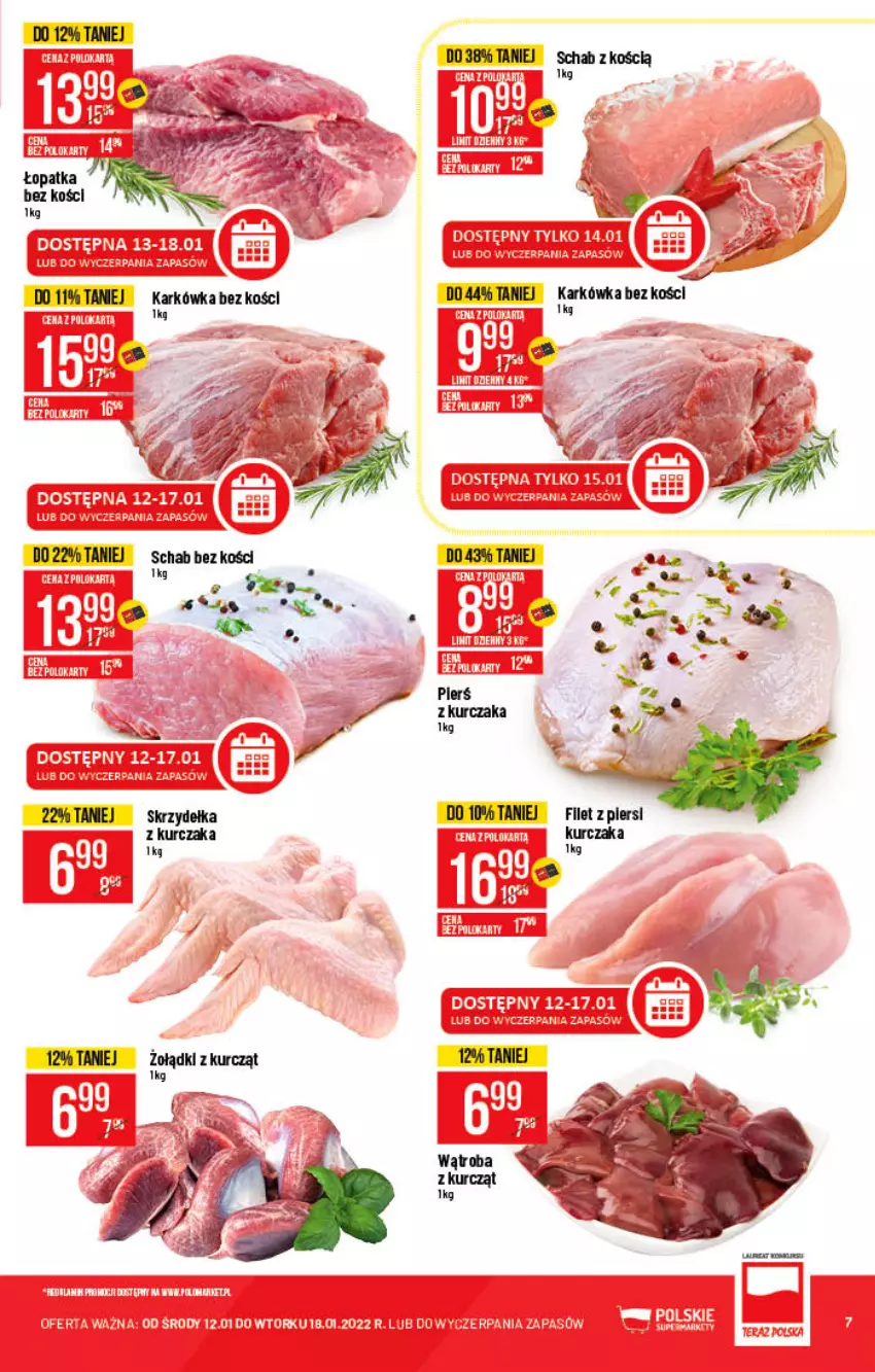 Gazetka promocyjna PoloMarket - Gazetka pomocyjna - ważna 12.01 do 18.01.2022 - strona 7 - produkty: Kurczak, Schab bez kości