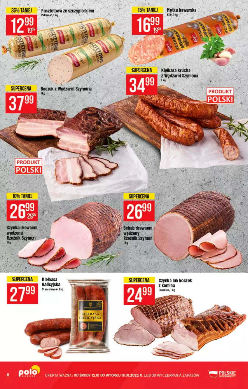 Gazetka promocyjna PoloMarket - Gazetka pomocyjna - ważna 12.01 do 18.01.2022 - strona 8 - produkty: Boczek, Pasztet, Szynka