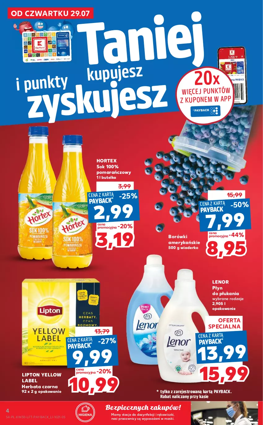 Gazetka promocyjna Kaufland - OFERTA TYGODNIA - ważna 29.07 do 04.08.2021 - strona 4 - produkty: Herbata, Herbata czarna, Hortex, Lenor, Lipton, Piec, Płyn do płukania, Sok