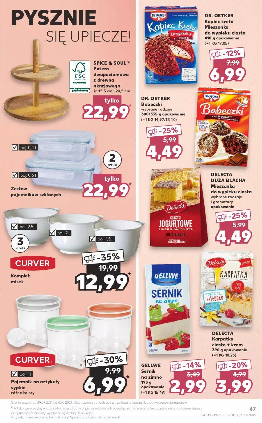 Gazetka promocyjna Kaufland - OFERTA TYGODNIA - ważna 29.07 do 04.08.2021 - strona 47 - produkty: Babeczki, Delecta, Dr. Oetker, Gra, Karp, Kopiec Kreta, Kret, Piec, Pojemnik, Rama, Ser, Tera