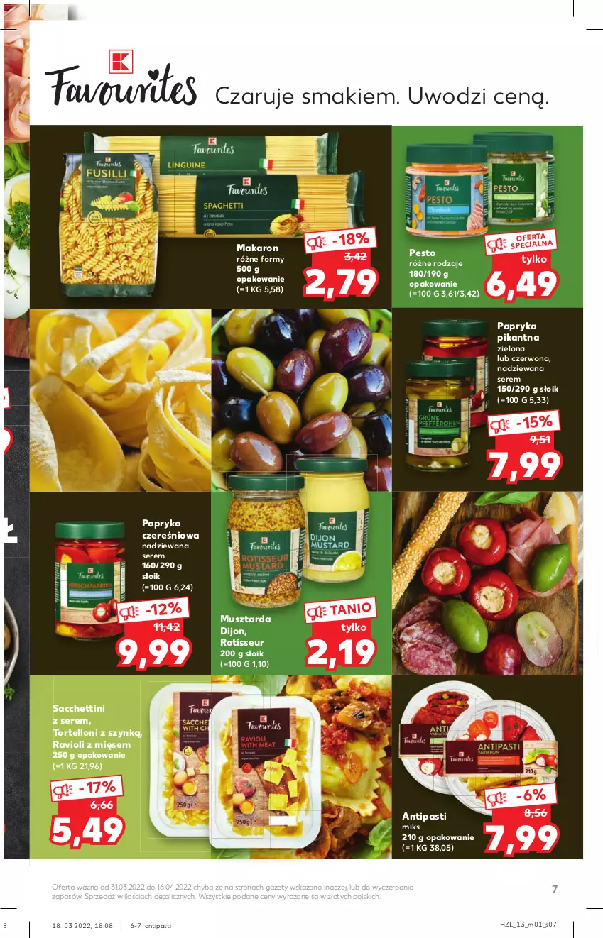 Gazetka promocyjna Kaufland - Oferta specjalna - ważna 31.03 do 16.04.2022 - strona 7 - produkty: Makaron, Mus, Musztarda, Papryka, Pesto, Ser, Tortelloni