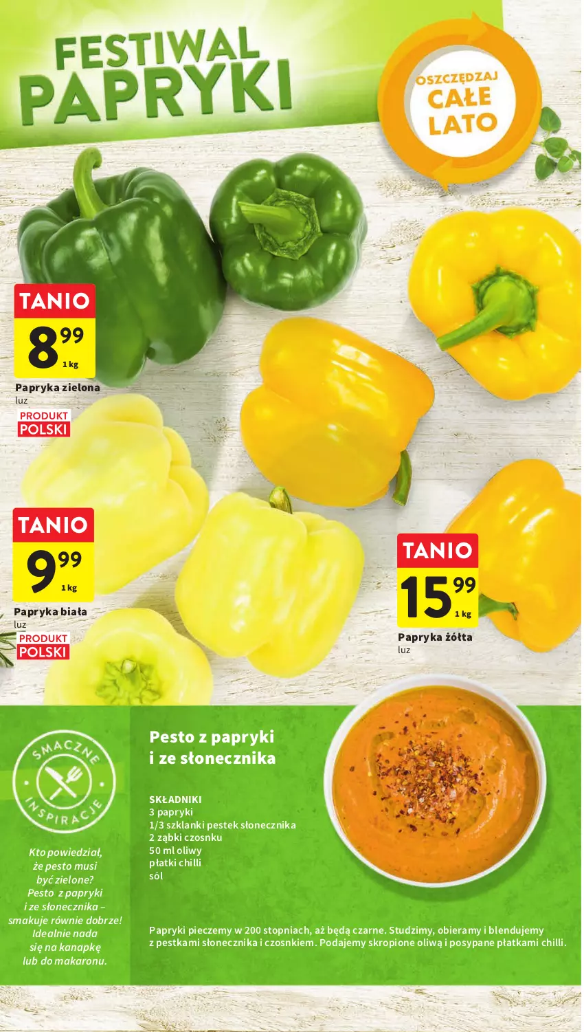 Gazetka promocyjna Intermarche - Gazetka Intermarche - ważna 29.06 do 05.07.2023 - strona 12 - produkty: Lanki, Makaron, Mus, Papryka, Papryka biała, Papryka żółta, Pesto, Piec, Sól, Stek, Top