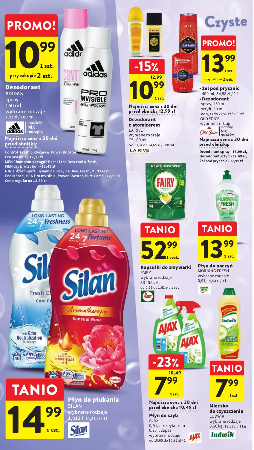 Gazetka promocyjna Intermarche - Gazetka Intermarche - ważna 29.06 do 05.07.2023 - strona 34 - produkty: Adidas, Ajax, Booster, Control, Dezodorant, Fa, Fairy, La Rive, Ludwik, Mleczko, Old Spice, Płyn do płukania, Płyn do szyb, Por, Pur, Silan, Sport, Zmywarki