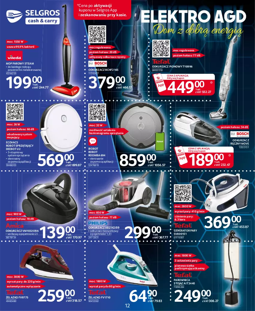 Gazetka promocyjna Selgros - Katalog Elektro - ważna 25.03 do 05.04.2021 - strona 12 - produkty: Generator pary, Gra, IRobot, Lakier, LG, Mop, Mop parowy, Odkurzacz, Parownica, Robot, Robot sprzątający, Roomba, Siatka, Top