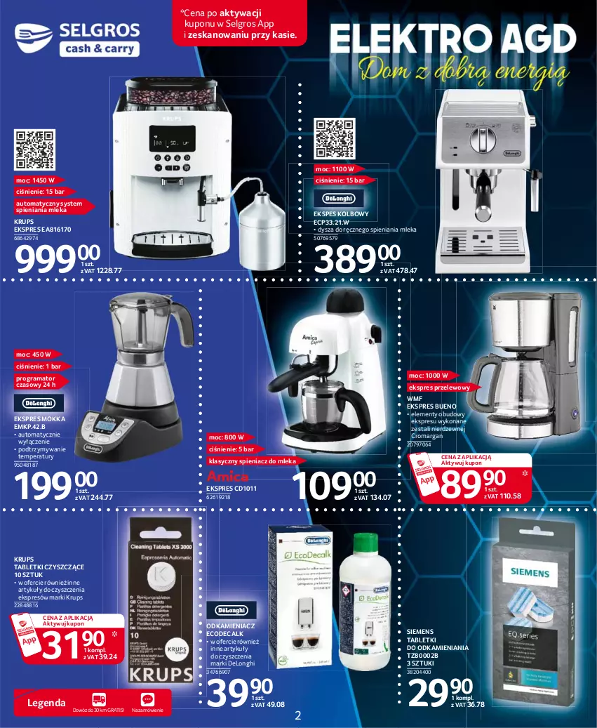 Gazetka promocyjna Selgros - Katalog Elektro - ważna 25.03 do 05.04.2021 - strona 2 - produkty: Ekspres przelewowy, Gra, Krups, LG, Odkamieniacz, Rama, Siemens, Tablet