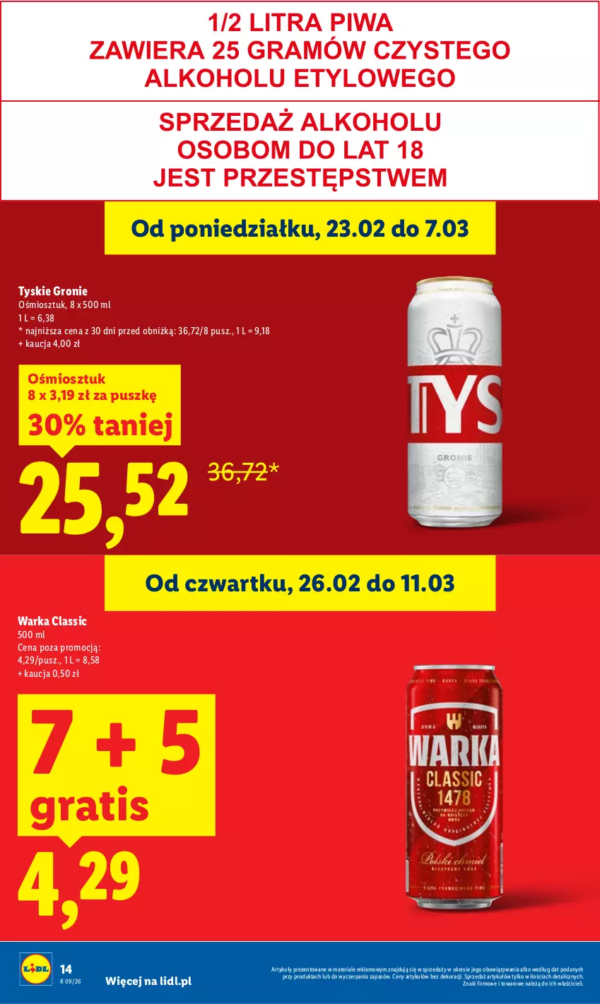 Gazetka promocyjna Lidl - Oferta ważna od 26.02 do 28.02 - ważna 26.02 do 28.02.2026 - strona 14 - produkty: Gra, Tyskie, Warka