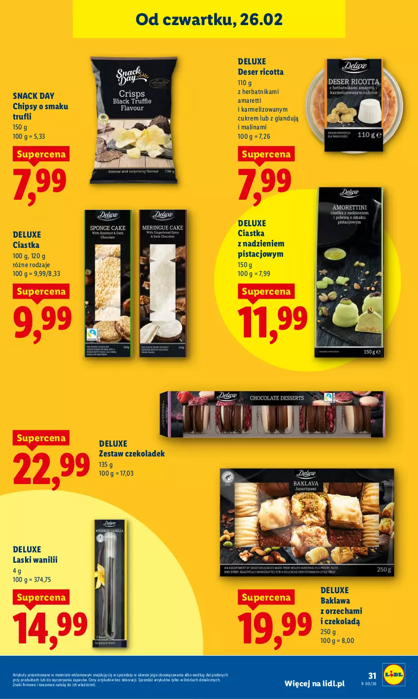 Gazetka promocyjna Lidl - Oferta ważna od 26.02 do 28.02 - ważna 26.02 do 28.02.2026 - strona 31 - produkty: Chipsy, Ciastka, Deser, Ricotta, Ser