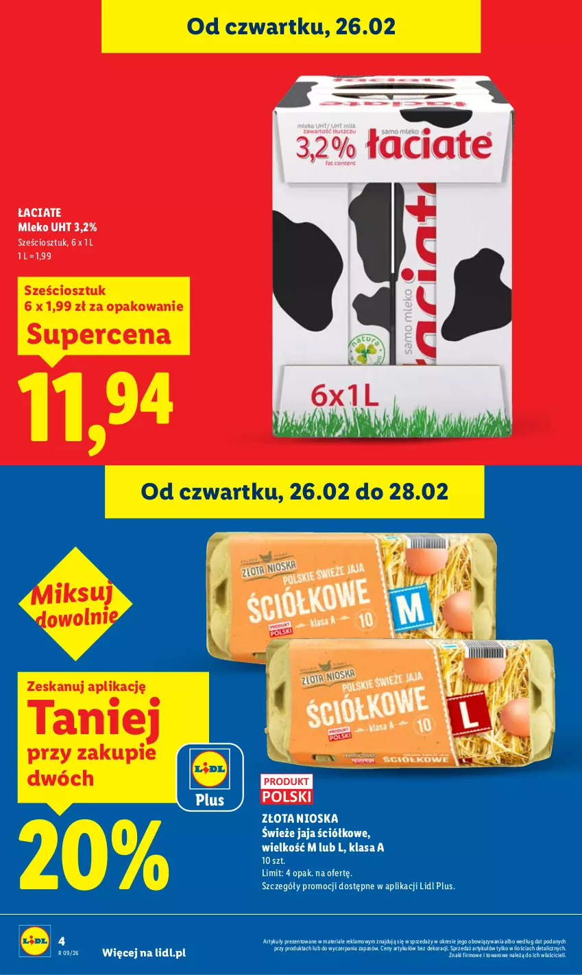 Gazetka promocyjna Lidl - Oferta ważna od 26.02 do 28.02 - ważna 26.02 do 28.02.2026 - strona 4 - produkty: Jaja, Mleko